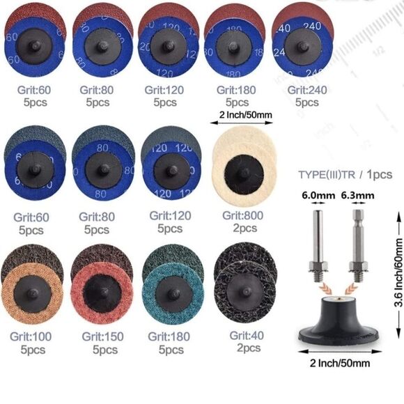 TWO NEW 60 PC Sanding-Grinding-Finishing Disc Sets - Picture 2 of 7